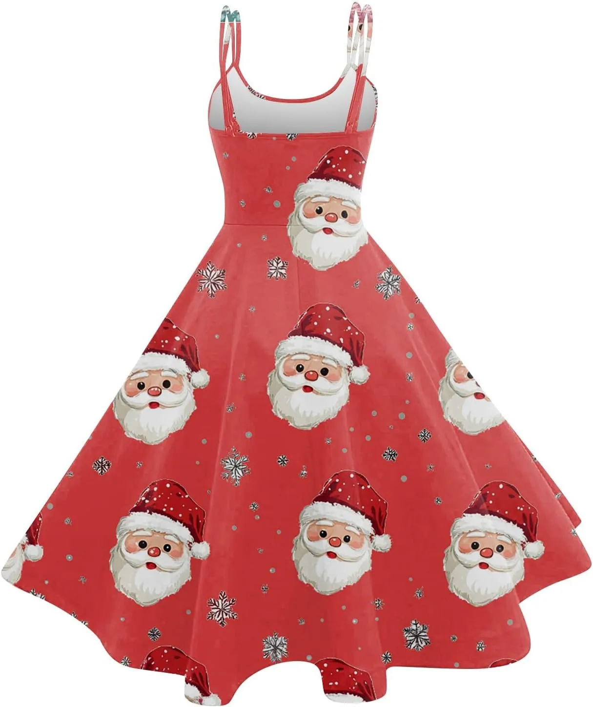 Women's Christmas Dress 1950S Retro Sleeveless Spaghetti Strap Party Dress 2024 Trendy Swing A-Line Flare Dresses