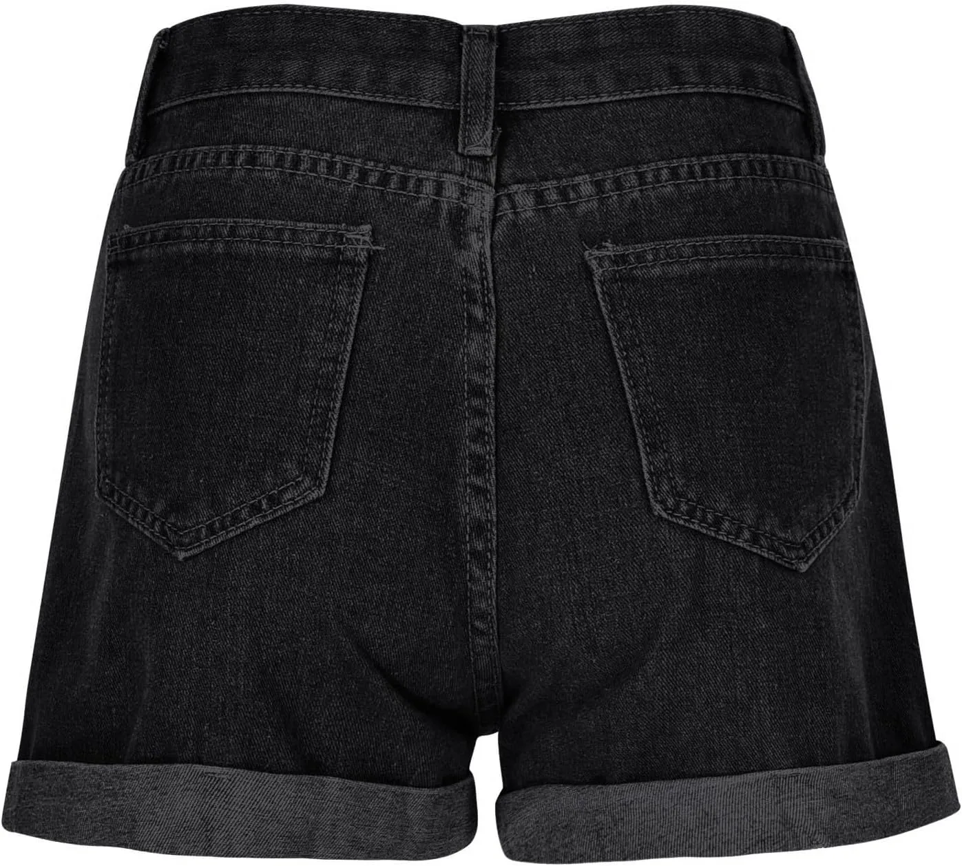 Womens Denim Shorts High Waisted Summer Hot Pants Hem Curled Loose Jean Short Casual Shorts with Love Embroidery