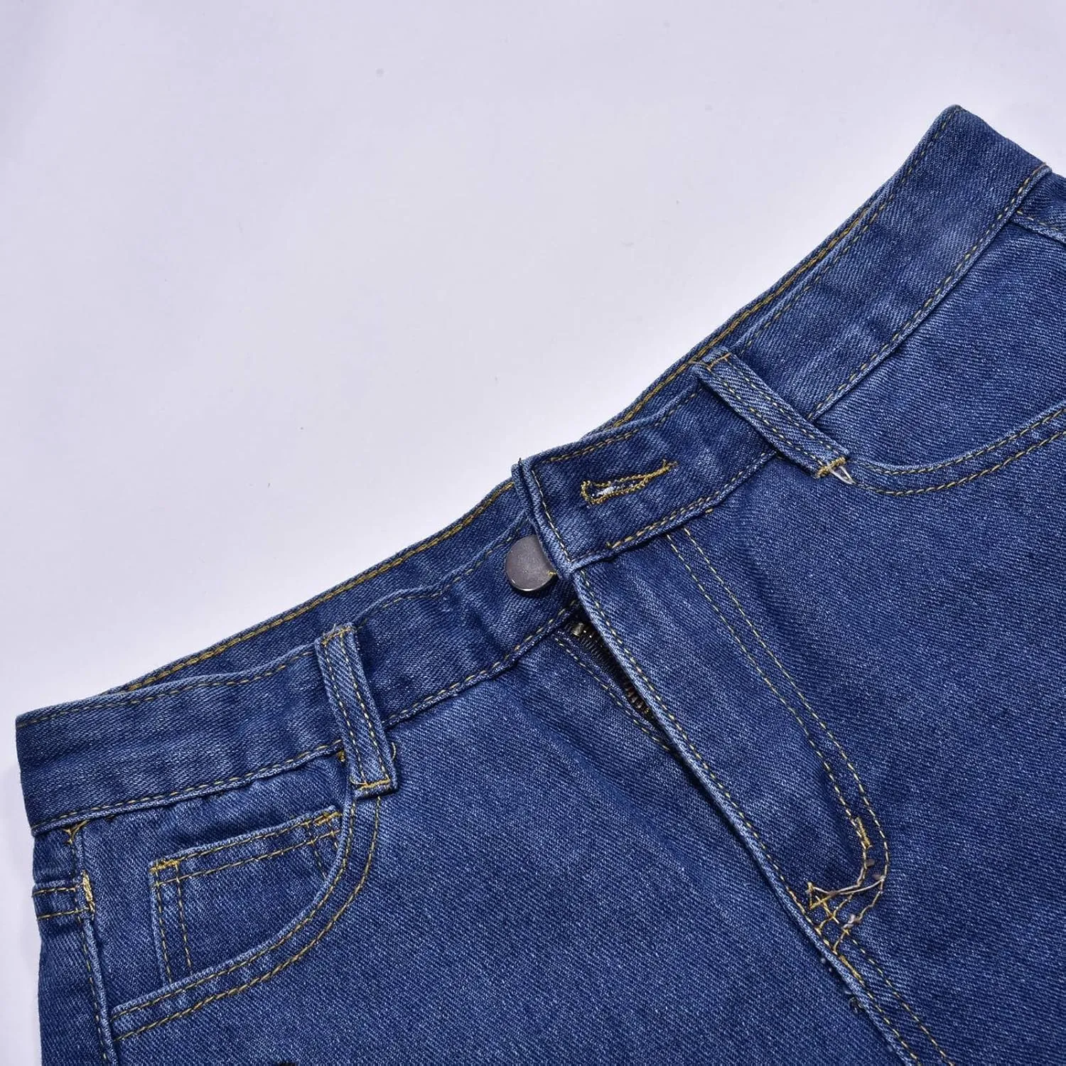 Womens Denim Shorts High Waisted Summer Hot Pants Hem Curled Loose Jean Short Casual Shorts with Love Embroidery
