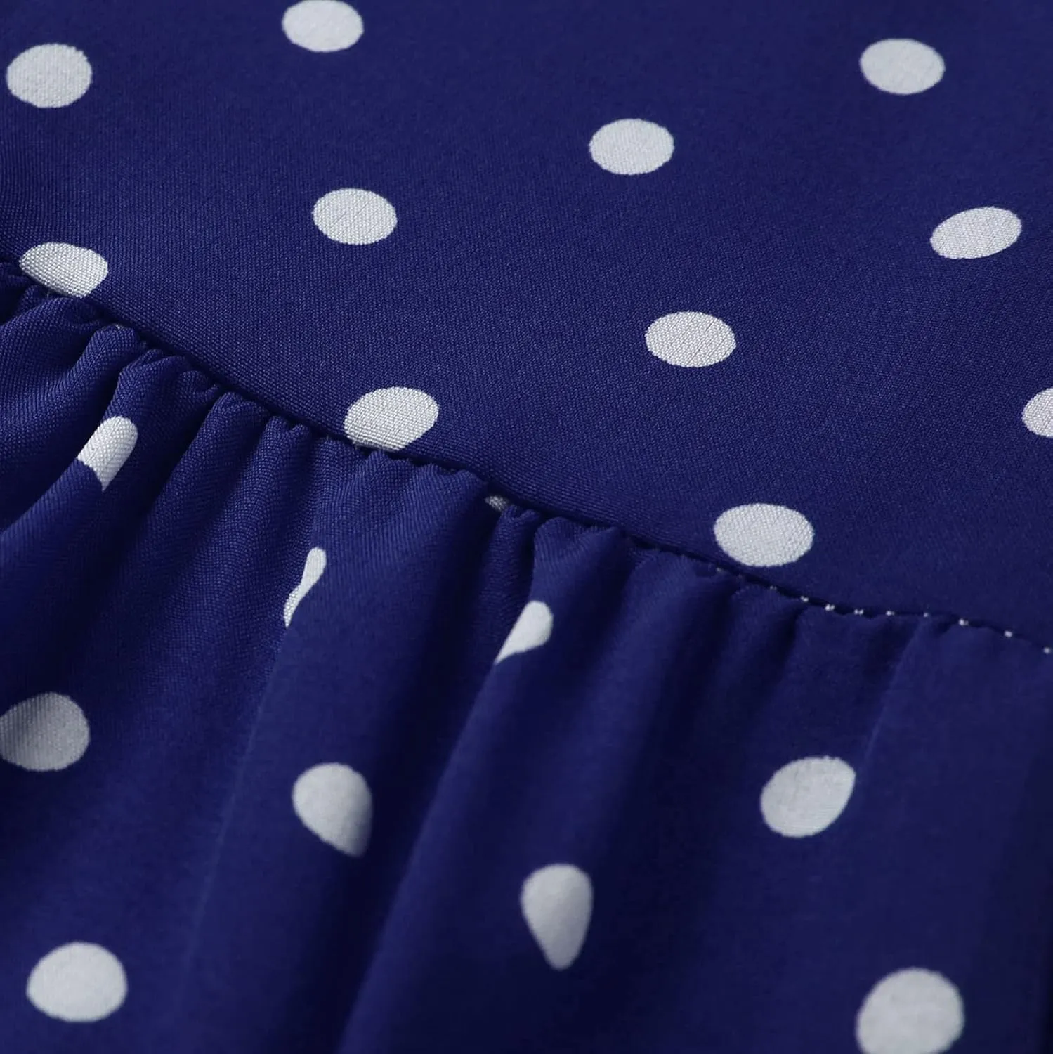 Women's Elegant Round Neck Sleeveless Dress Hem Ruffle Pleated Midi Skirt Polka Dot Loose Dresses Party Vacation