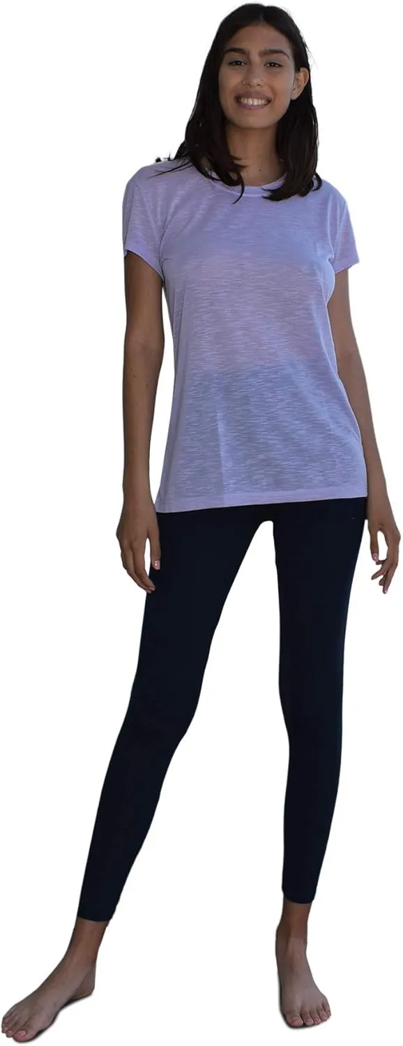 Women's Everyday Flowy Slub Burnout Active Casual Workout Crew T Shirt Tops | Multi Packs & Colors