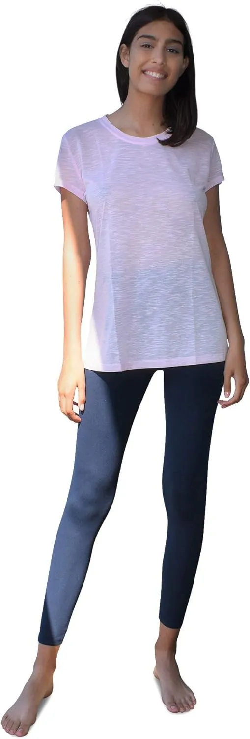 Women's Everyday Flowy Slub Burnout Active Casual Workout Crew T Shirt Tops | Multi Packs & Colors