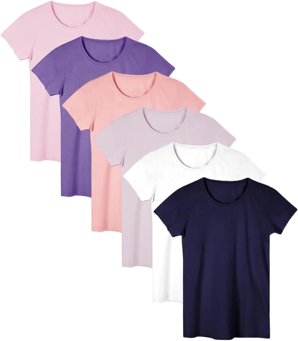 Women's Everyday Flowy Slub Burnout Active Casual Workout Crew T Shirt Tops | Multi Packs & Colors