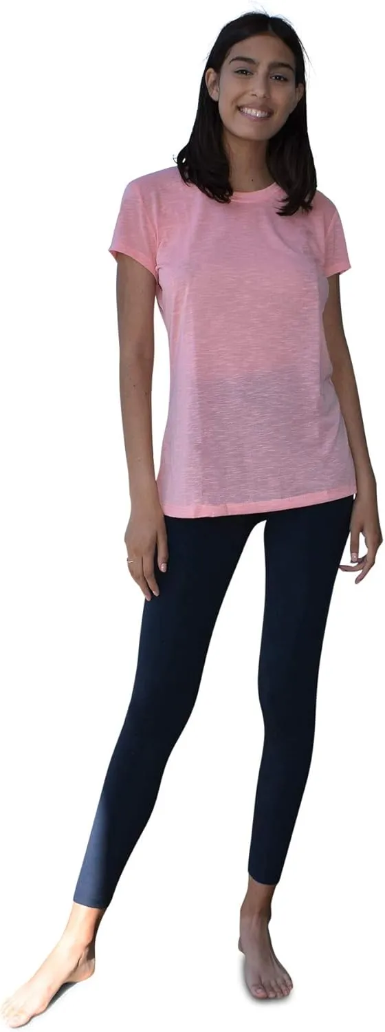 Women's Everyday Flowy Slub Burnout Active Casual Workout Crew T Shirt Tops | Multi Packs & Colors