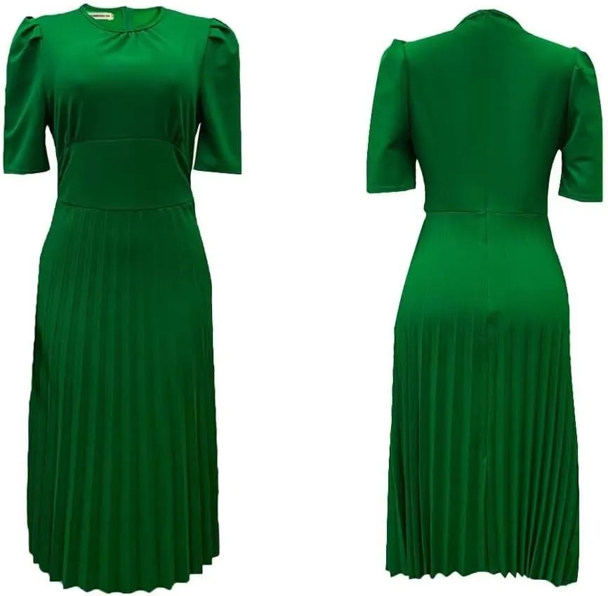 Women's Fall Midi Dress Wrap Flowy Ruffle Pleated Casual Dresses Pleated Dress