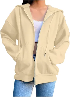 Womens Fleece Zip Up Jacket Lightweight Fall Jackets y2k Clothes Teen Girls Trendy Hoodies Sweatshirts With Pockets