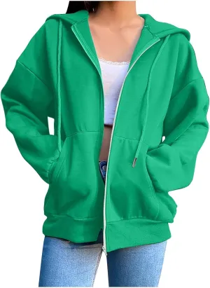 Womens Fleece Zip Up Jacket Lightweight Fall Jackets y2k Clothes Teen Girls Trendy Hoodies Sweatshirts With Pockets