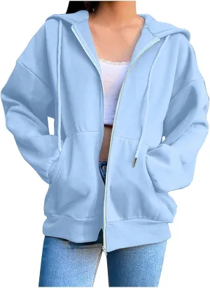 Womens Fleece Zip Up Jacket Lightweight Fall Jackets y2k Clothes Teen Girls Trendy Hoodies Sweatshirts With Pockets