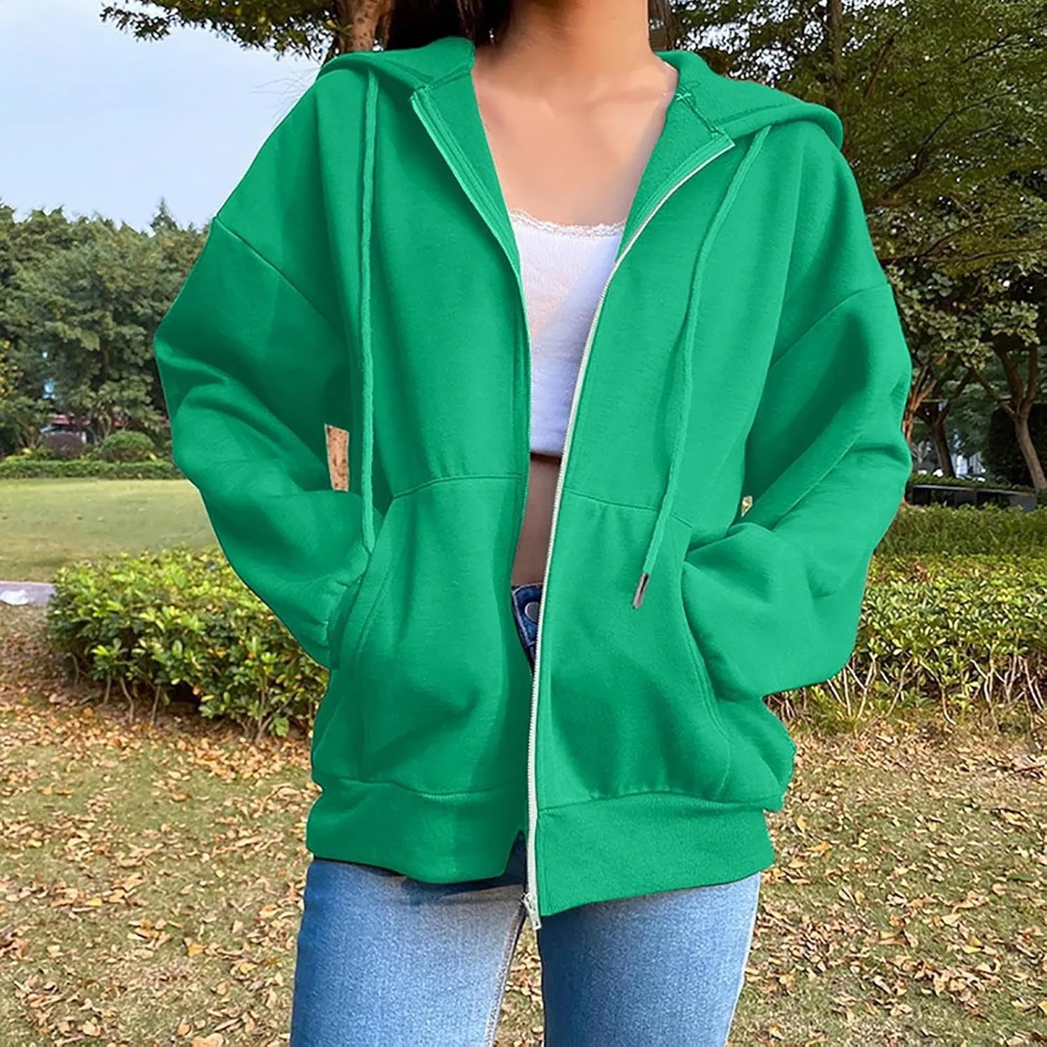 Womens Fleece Zip Up Jacket Lightweight Fall Jackets y2k Clothes Teen Girls Trendy Hoodies Sweatshirts With Pockets