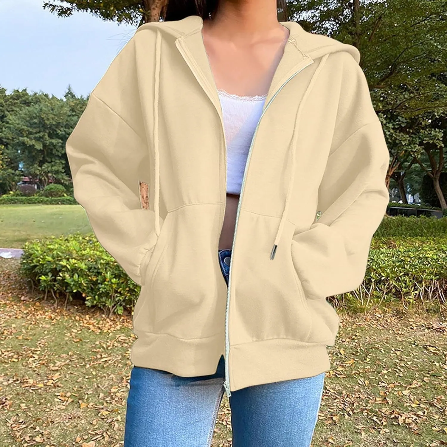 Womens Fleece Zip Up Jacket Lightweight Fall Jackets y2k Clothes Teen Girls Trendy Hoodies Sweatshirts With Pockets