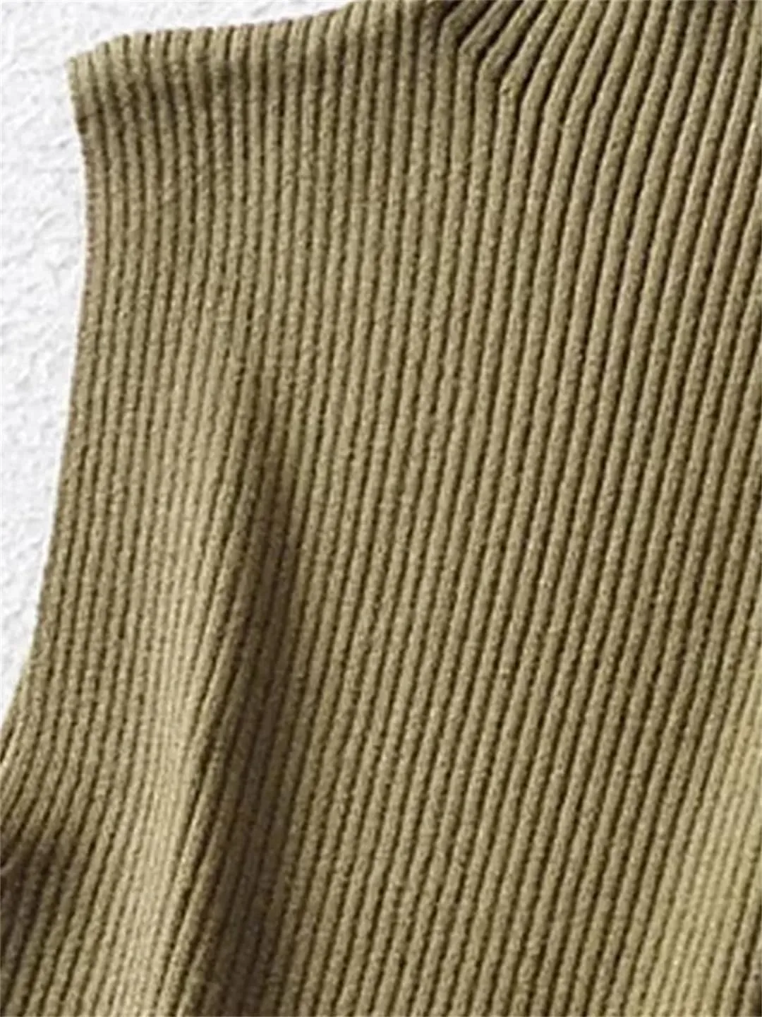 Women's Four Seasons Solid Color Slim Ribbed Knitted Vest Retro Sleeveless Camisole