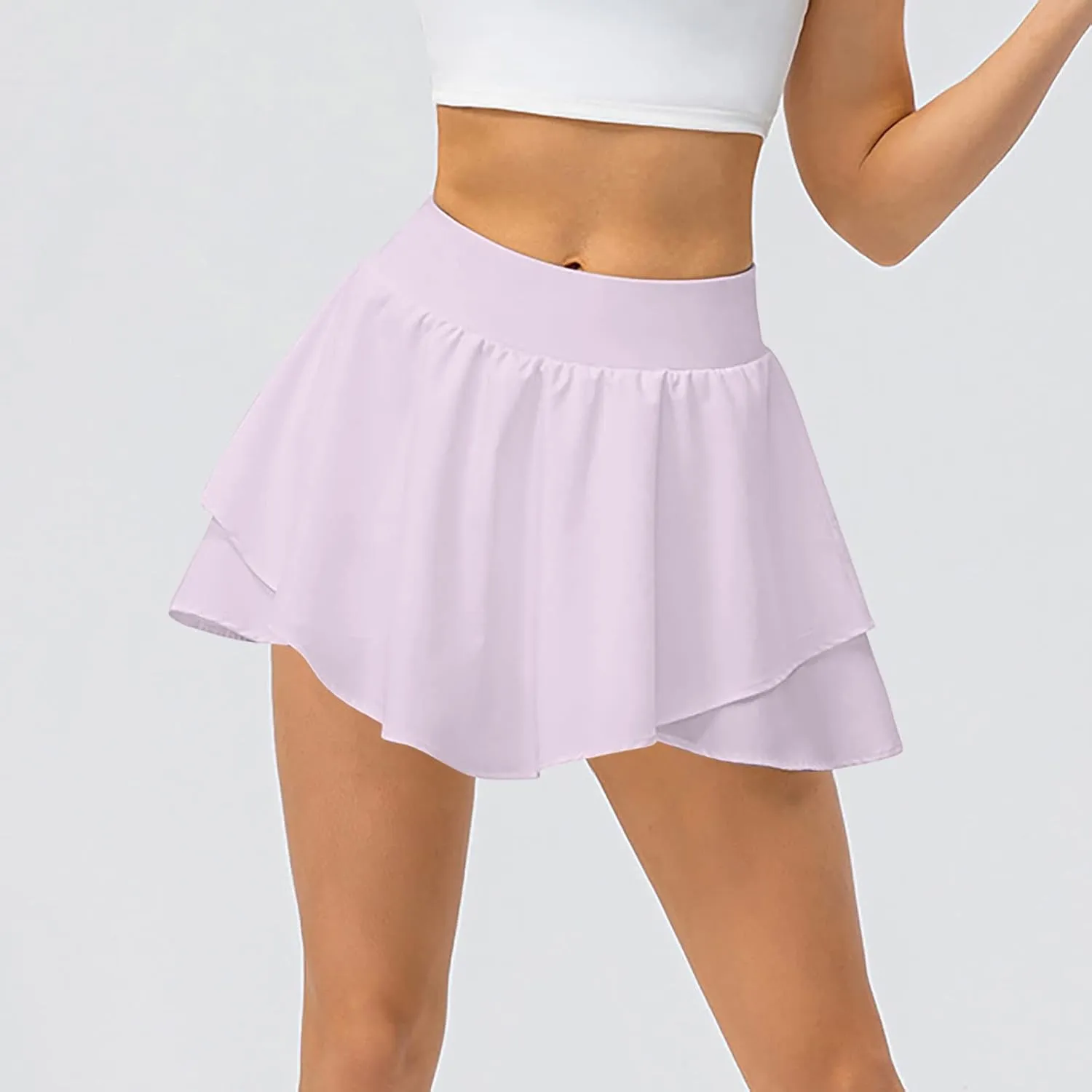 Women's High Waist Tennis Skirts Cutting Hem Pleated Athletic Golf Running Skorts Summer Lightweight Flowy Lounge Shorts
