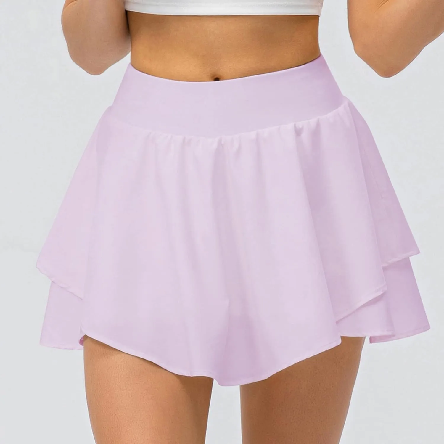 Women's High Waist Tennis Skirts Cutting Hem Pleated Athletic Golf Running Skorts Summer Lightweight Flowy Lounge Shorts
