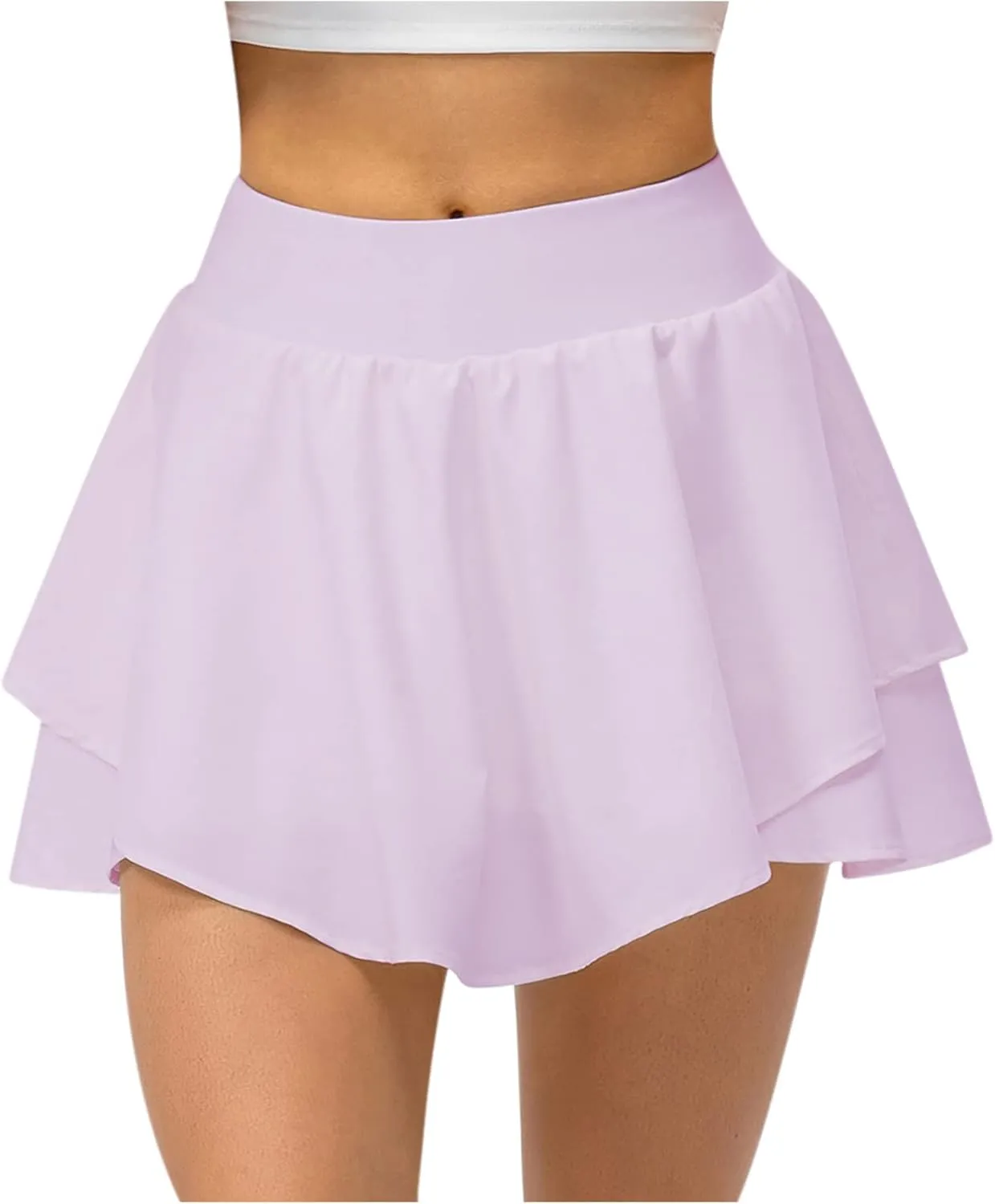 Women's High Waist Tennis Skirts Cutting Hem Pleated Athletic Golf Running Skorts Summer Lightweight Flowy Lounge Shorts
