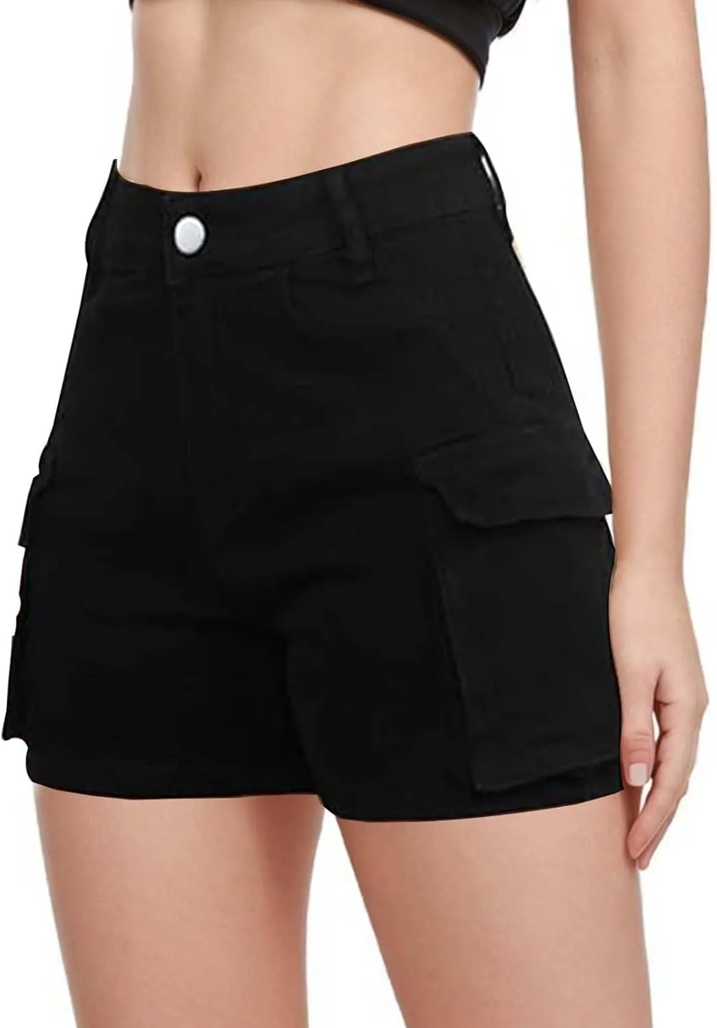 Womens High Waisted Cargo Skinny Shorts Y2K Straight Leg Stretchy Sexy Butt-Lifting Hot Denim Shorts