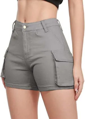 Womens High Waisted Cargo Skinny Shorts Y2K Straight Leg Stretchy Sexy Butt-Lifting Hot Denim Shorts