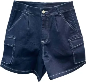 Womens High Waisted Cargo Skinny Shorts Y2K Straight Leg Stretchy Sexy Butt-Lifting Hot Denim Shorts