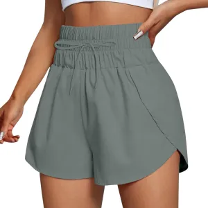 Womens High Waisted Running Shorts Quick-Drying Athletic Workout Biker Shorts Layer Lightweight Trendy Gym Trousers