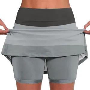 Womens High Waisted Skorts Skirts Plus Size Sports Shorts Color Block Stripe Bottoming Skirts Mini Skirts with Shorts