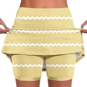 Womens High Waisted Skorts Skirts Plus Size Sports Shorts Color Block Stripe Bottoming Skirts Mini Skirts with Shorts