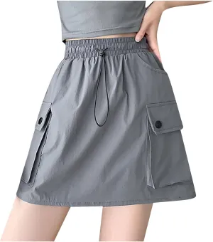 Women's Hiking Cargo Skort Skirt High Waisted Dressy Casual Workout Sport Skirt with Pockets Quick Dry Gym Shorts