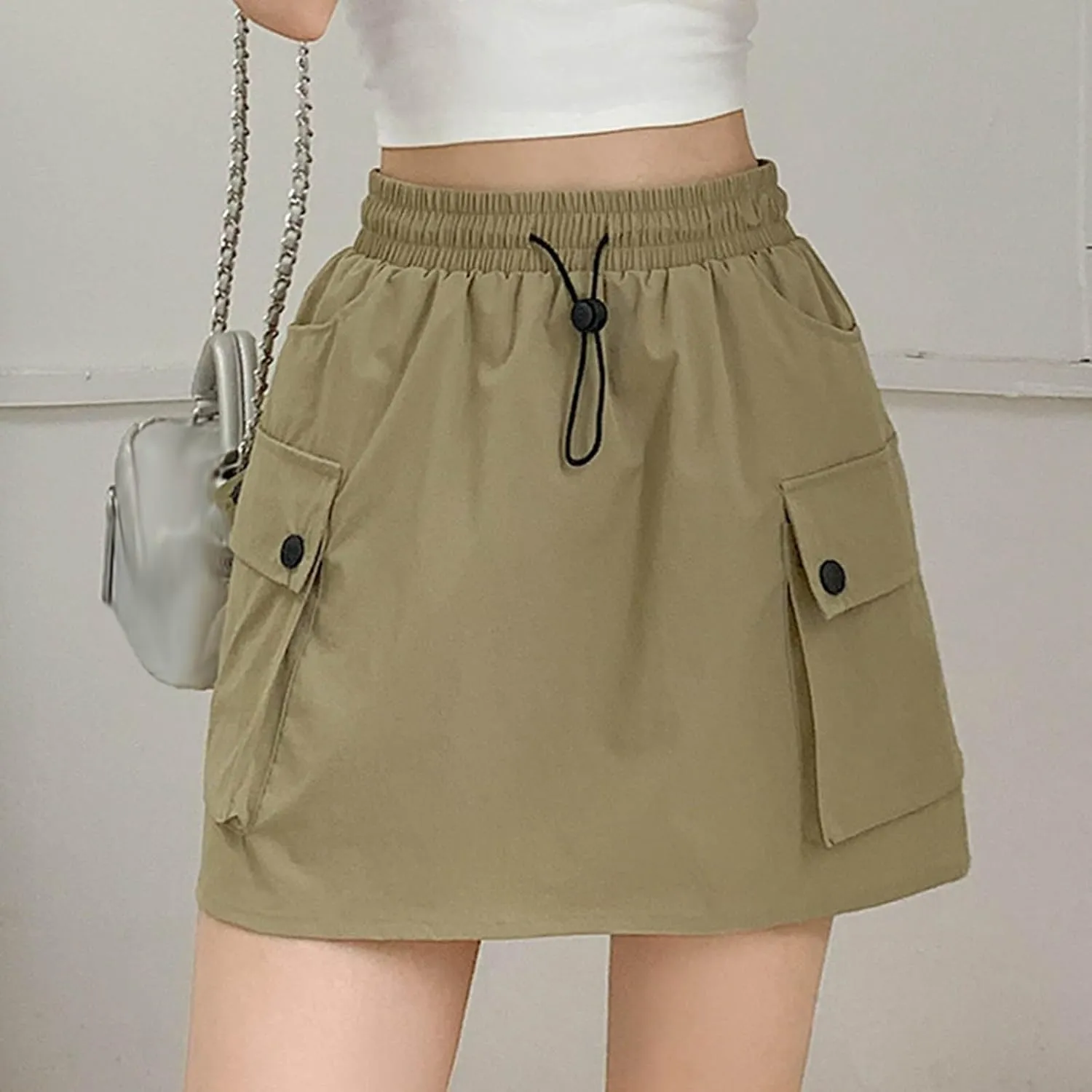 Women's Hiking Cargo Skort Skirt High Waisted Dressy Casual Workout Sport Skirt with Pockets Quick Dry Gym Shorts