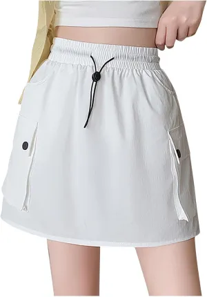 Women's Hiking Cargo Skort Skirt High Waisted Dressy Casual Workout Sport Skirt with Pockets Quick Dry Gym Shorts