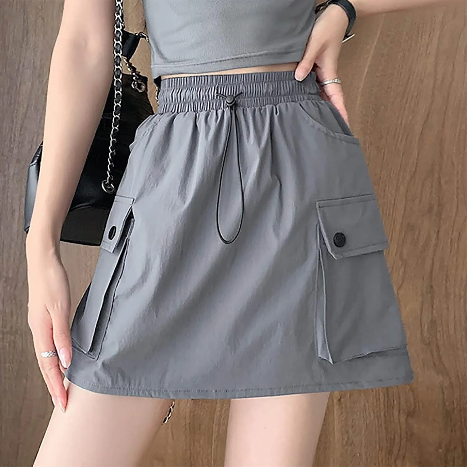 Women's Hiking Cargo Skort Skirt High Waisted Dressy Casual Workout Sport Skirt with Pockets Quick Dry Gym Shorts
