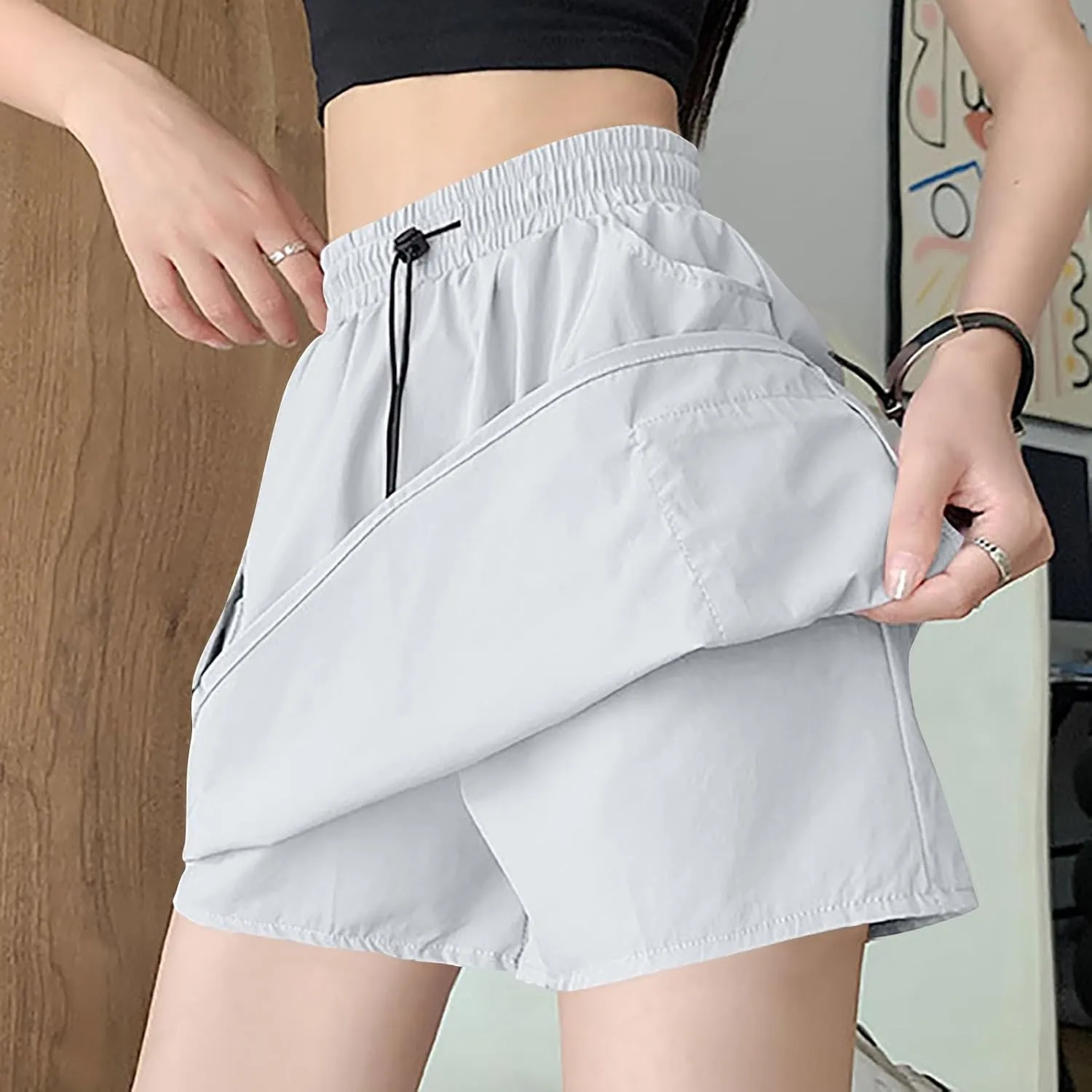 Women's Hiking Cargo Skort Skirt High Waisted Dressy Casual Workout Sport Skirt with Pockets Quick Dry Gym Shorts