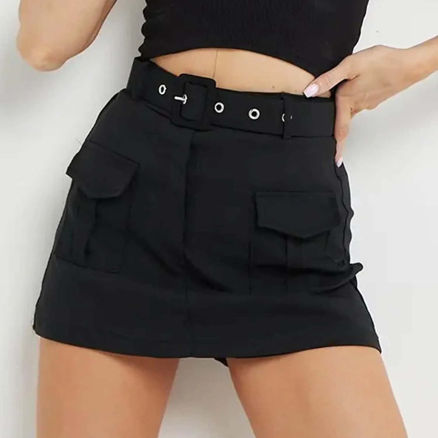Women's Hiking Cargo Skorts High Waisted Dressy Casual Shorts with Pockets Elegant Ladies Office Work Mini Skirts