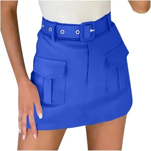 Women's Hiking Cargo Skorts High Waisted Dressy Casual Shorts with Pockets Elegant Ladies Office Work Mini Skirts