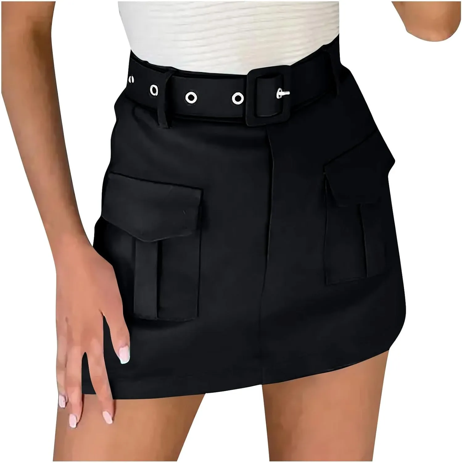 Women's Hiking Cargo Skorts High Waisted Dressy Casual Shorts with Pockets Elegant Ladies Office Work Mini Skirts