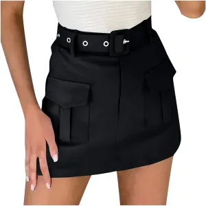Women's Hiking Cargo Skorts High Waisted Dressy Casual Shorts with Pockets Elegant Ladies Office Work Mini Skirts