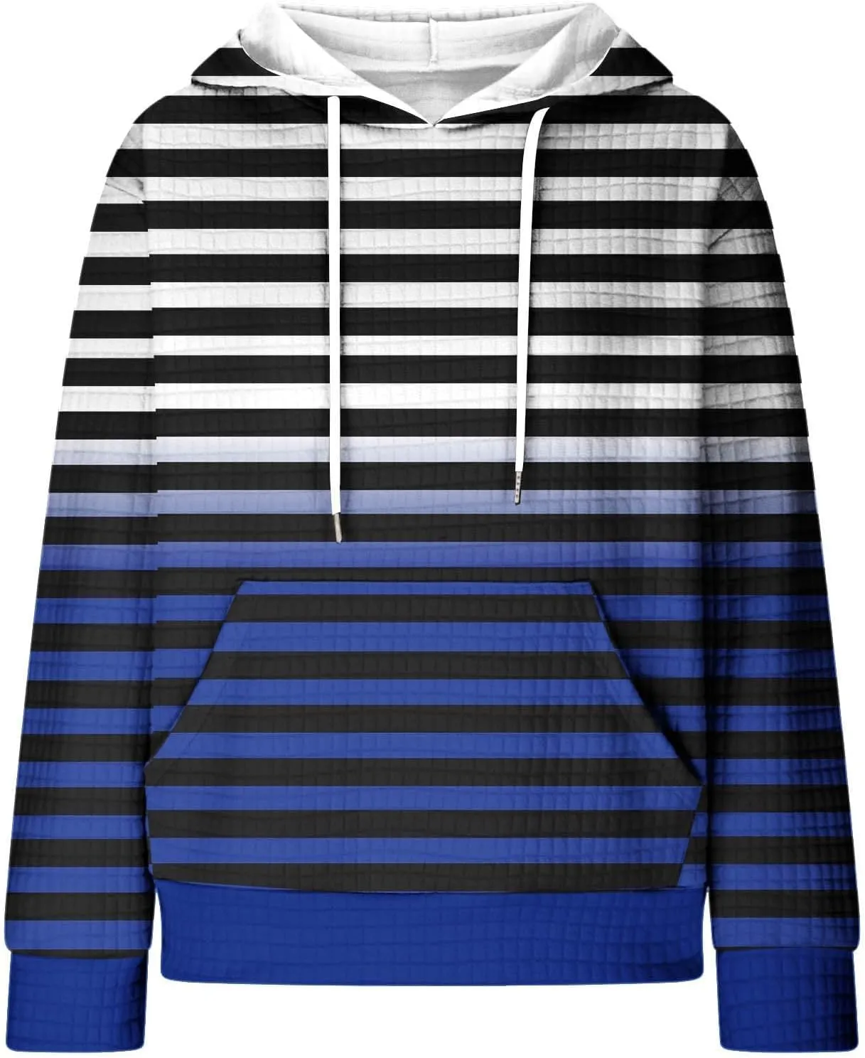 Womens Hoodies Casual Long Sleeve Drawstring Waffle Pullover Tops Solid Hoodie with Pockets