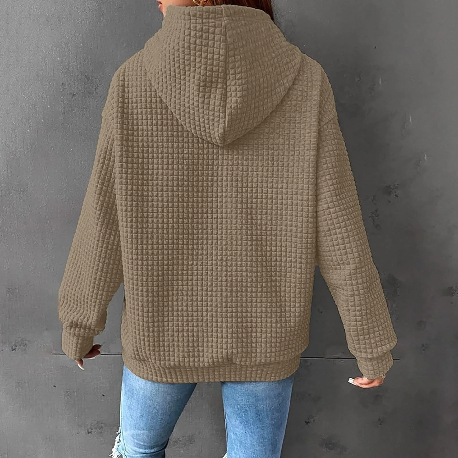 Womens Hoodies Long Sleeve Solid Drawstring Hoodie Sweatshirts For Women Casual Pullover With Pockets Tops 2024