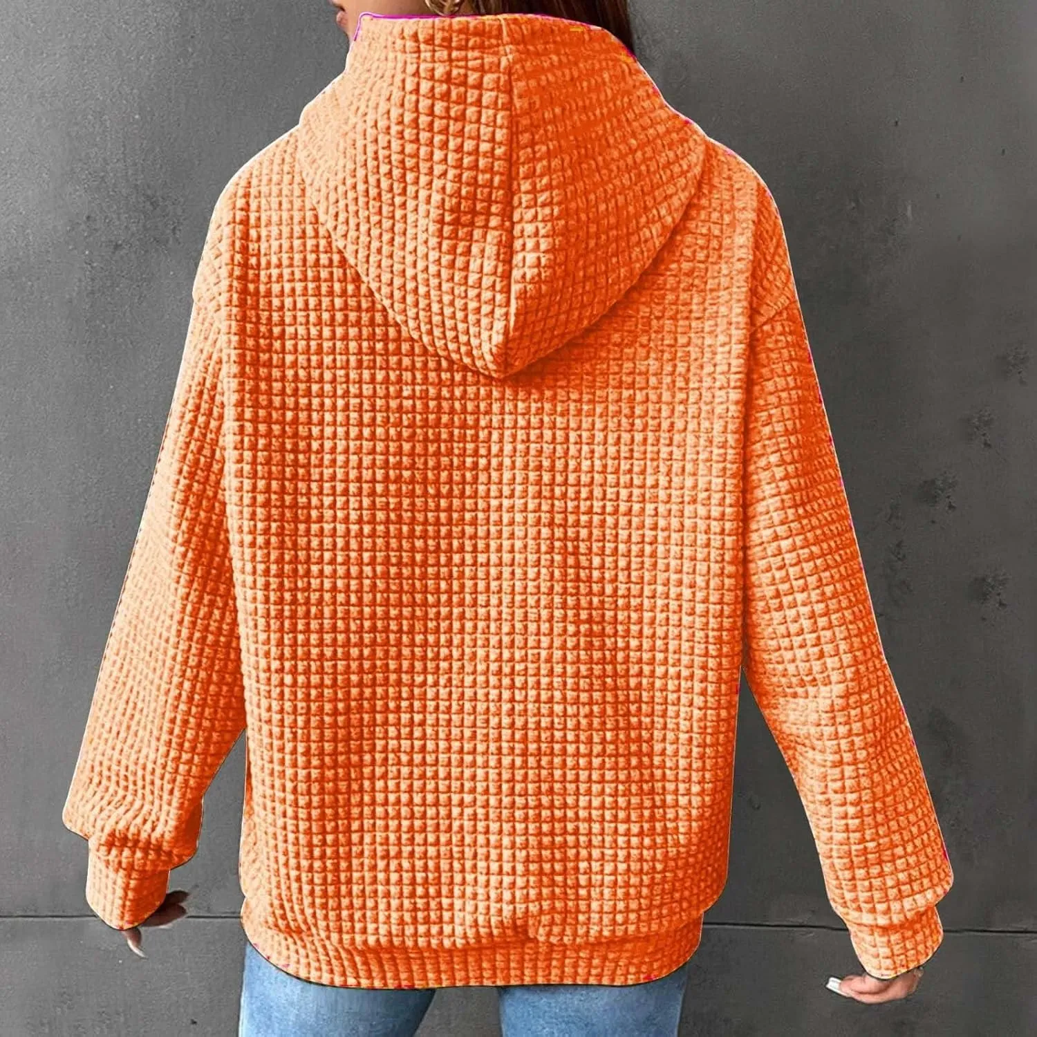 Womens Hoodies Long Sleeve Solid Drawstring Hoodie Sweatshirts For Women Casual Pullover With Pockets Tops 2024