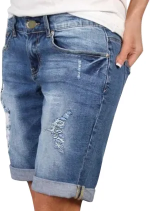 Women's Jean Shorts Stretchy High Waisted Crossover Sloping Waistband Denim Shorts Y2K Trendy Casual Summer Clothes