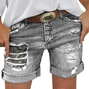 Women's Jean Shorts Stretchy High Waisted Crossover Sloping Waistband Denim Shorts Y2K Trendy Casual Summer Clothes