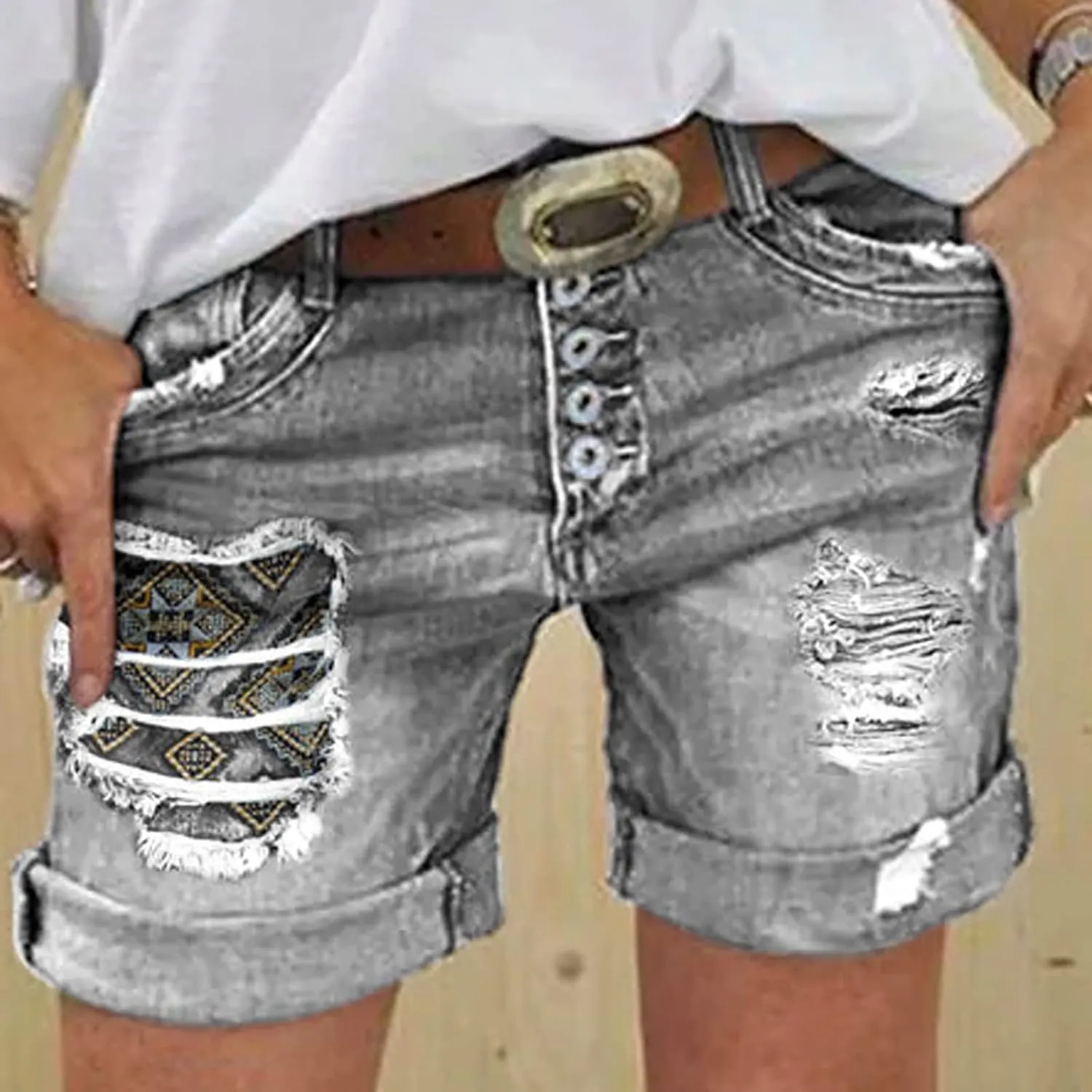 Women's Jean Shorts Stretchy High Waisted Crossover Sloping Waistband Denim Shorts Y2K Trendy Casual Summer Clothes