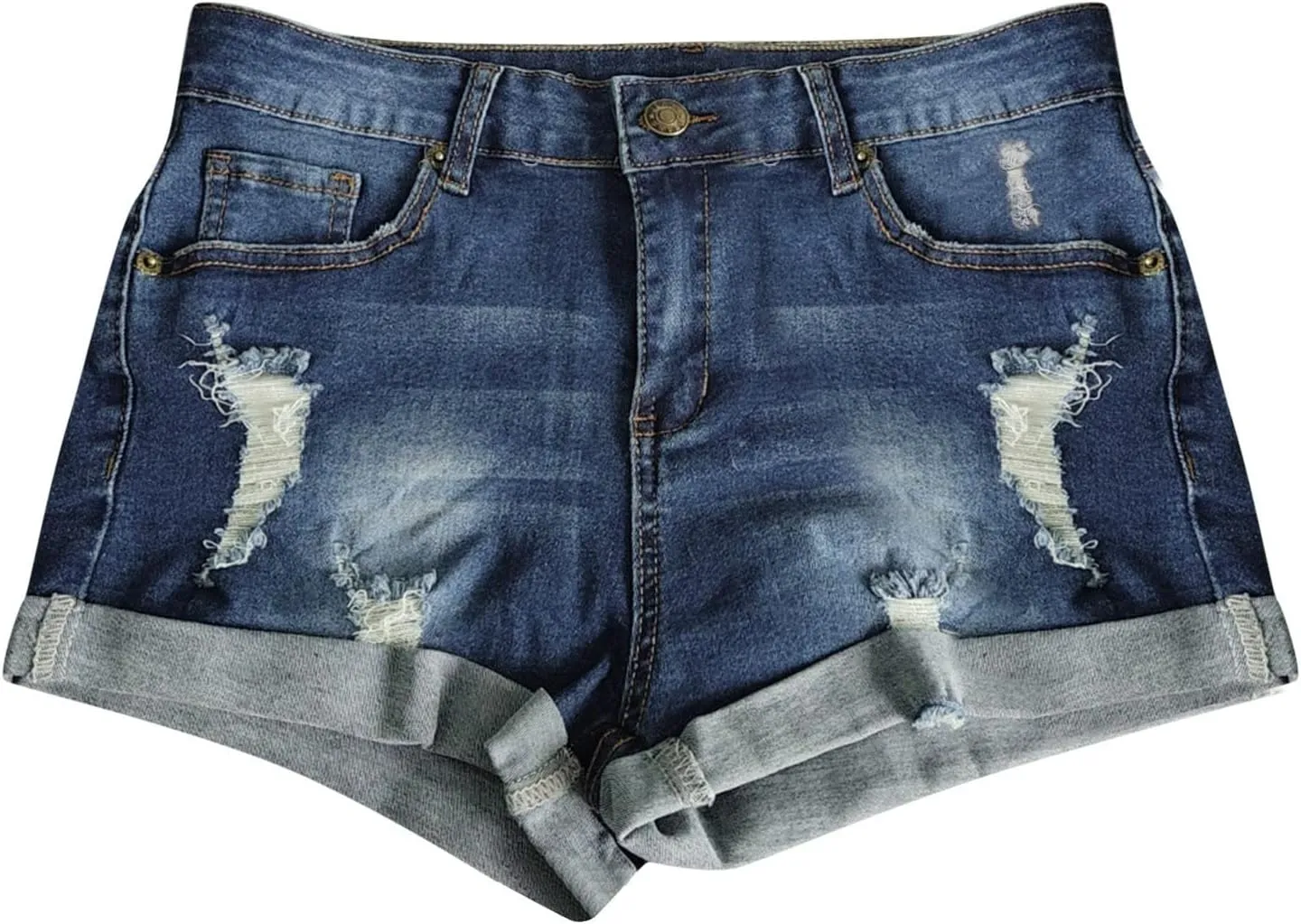 Women's Jean Shorts Stretchy High Waisted Crossover Sloping Waistband Denim Shorts Y2K Trendy Casual Summer Clothes