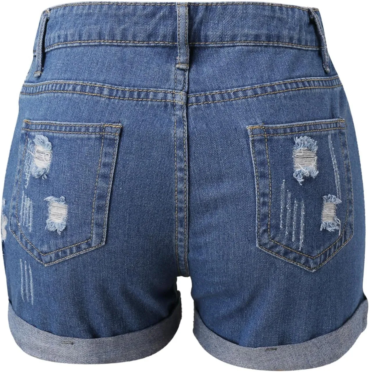 Women's Jean Shorts Stretchy High Waisted Crossover Sloping Waistband Denim Shorts Y2K Trendy Casual Summer Clothes