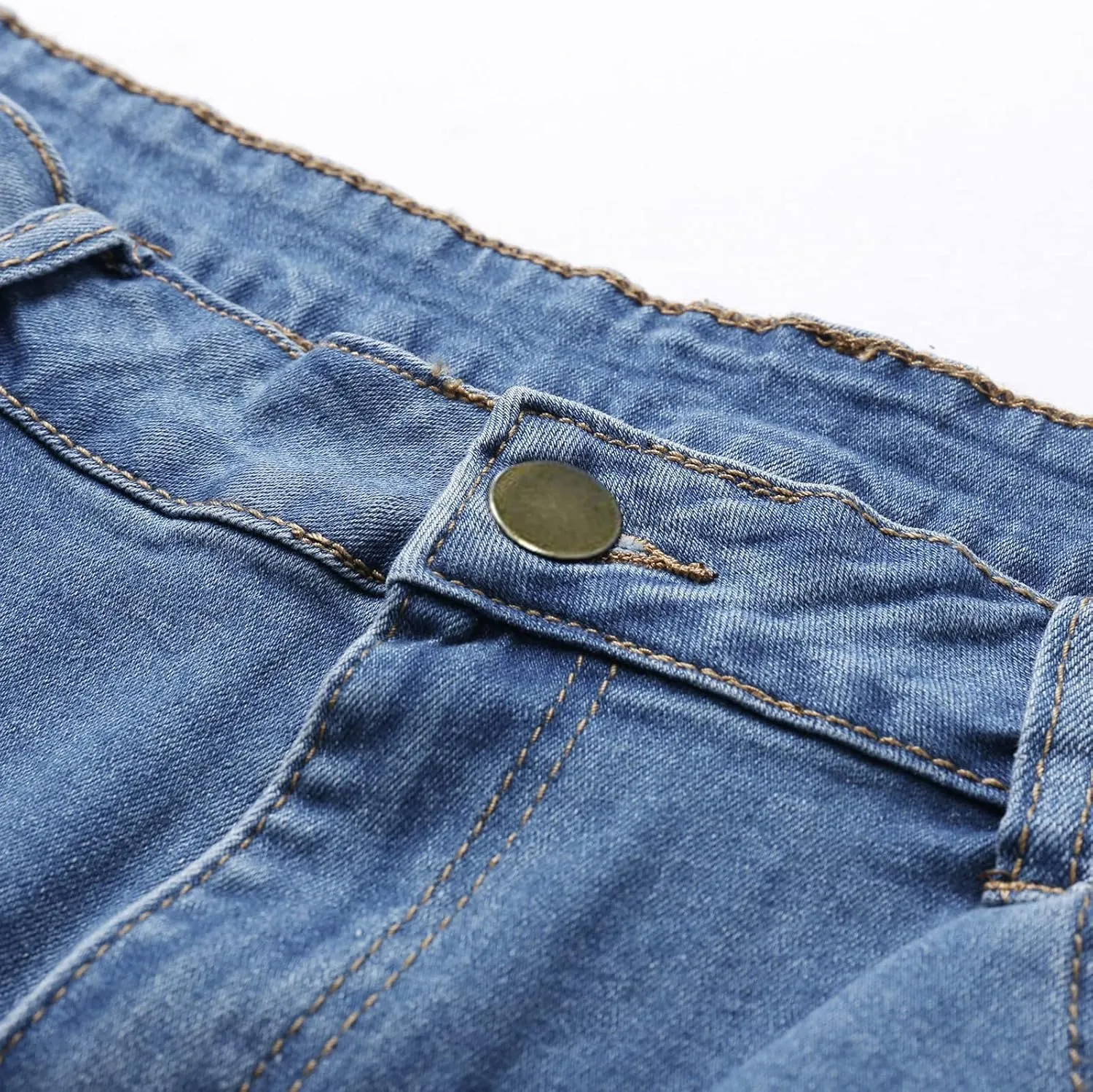 Women's Jean Shorts Stretchy High Waisted Crossover Sloping Waistband Denim Shorts Y2K Trendy Casual Summer Clothes