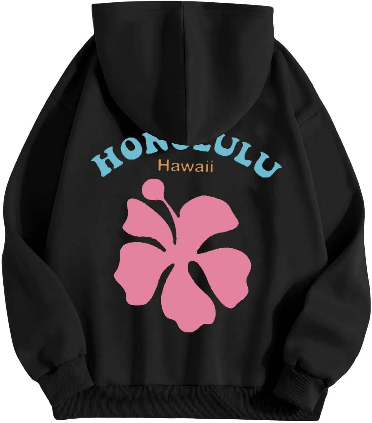 Womens Letter Floral Print Hoodie 2024 Oversized Baggy Trendy Thermal Sweatshirts Cozy Hip Hop Y2K Casual Streetwear