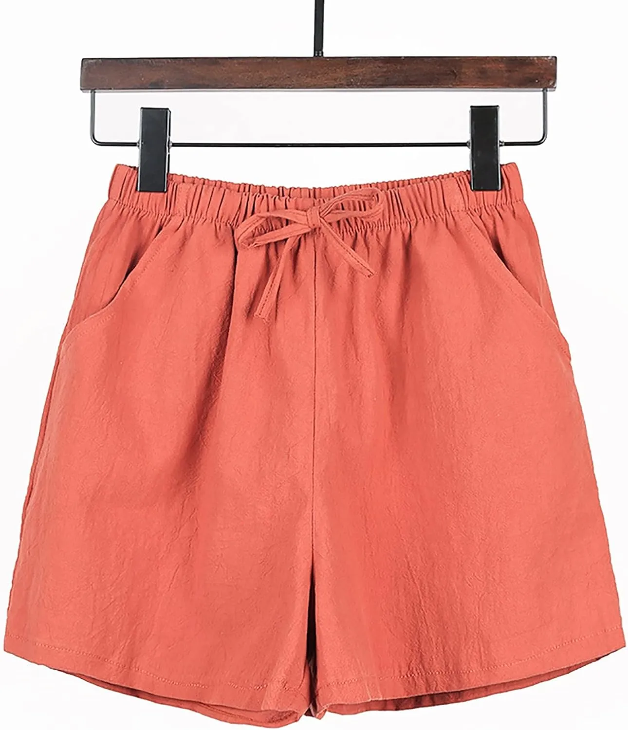 Women's Linen Shorts Casual Summer Elastic High Waisted Baggy Trouser Soft Comfy Drawstring Summer Vacation Outfits