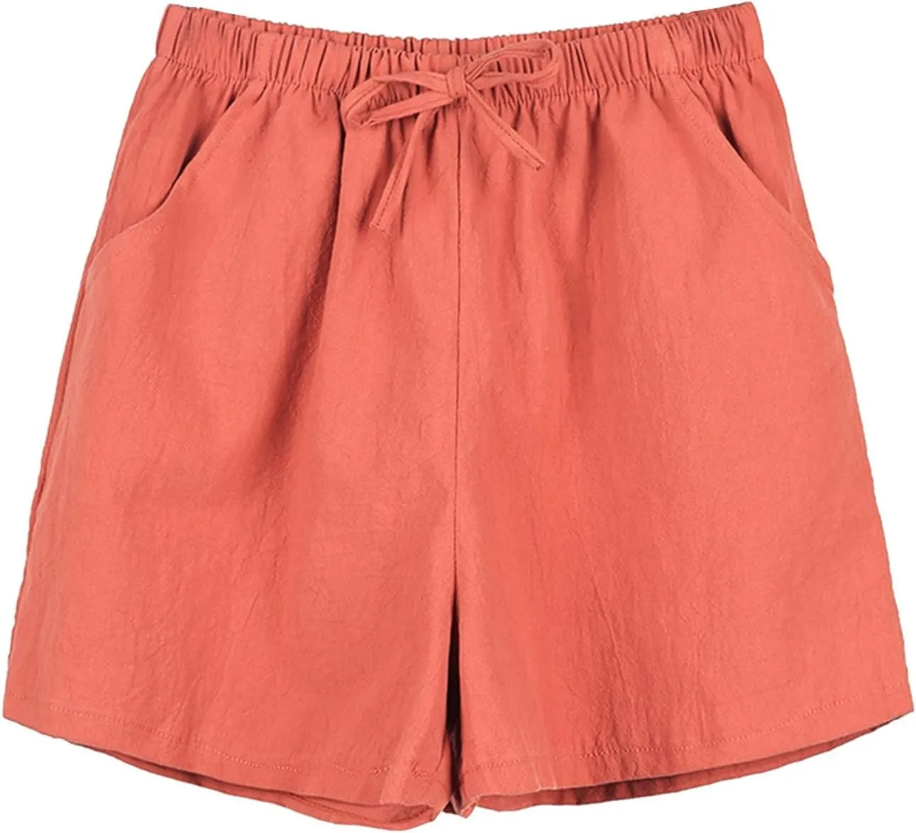 Women's Linen Shorts Casual Summer Elastic High Waisted Baggy Trouser Soft Comfy Drawstring Summer Vacation Outfits