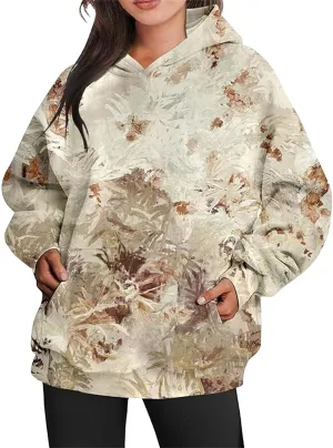Womens Oversized Hoodies Camo Fleece Sweatshirts Casual Long Sleeve Sweaters Pullover