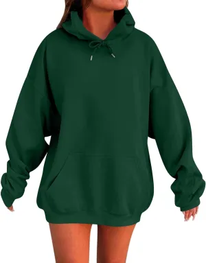Womens Oversized Hoodies Casual Long Sleeve Sweatshirts Pullover Lightweight Soild Color Drawstring Sweatshirt Tops