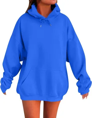 Womens Oversized Hoodies Casual Long Sleeve Sweatshirts Pullover Lightweight Soild Color Drawstring Sweatshirt Tops