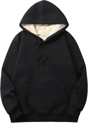 Womens Plus Size Sherpa Lined Hoodies Winter Warm Fleece Hooded Sweatshirt Casual Thermal Tops with Pocket