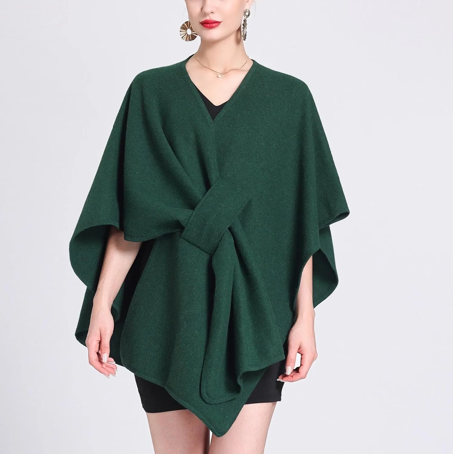 Womens Shawls Wrap Poncho Soft Capes Open Front Cardigan Cashmere Knitted Cloak Scarf